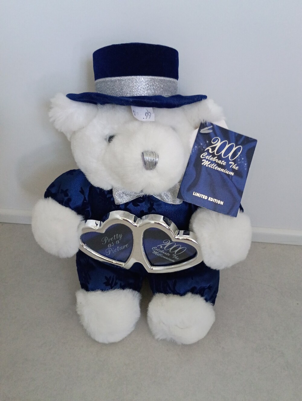 Limited Edition Blue & White Millennium Teddy Bear Photo Frame